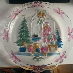 Decorative serving dish with Christmas Tree and presents scene